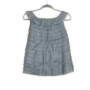 Marc Jacobs Womens Y2K Silk Ruffle Tiered Sleeveless Blouse Gray Size 10 Twee